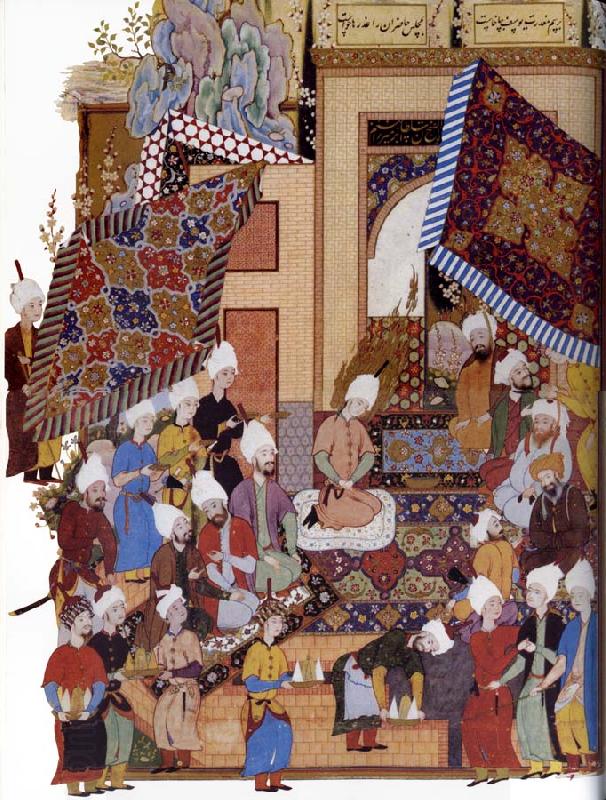 Shaykh Muhammad Joseph,Haloed in his tajalli,at his wedding feast China oil painting art